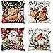4 Pack Christmas Throw Pillow Covers Linen Square Pillowcases