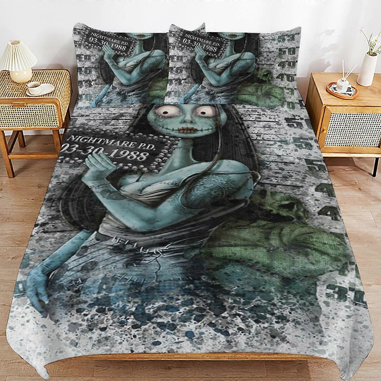 v4424  Bed Sheets Bedding Nightmare-Before-Christmas 3 PCS Comfort Set with 2 Pillowcases,Nightmare-Before-Christmas Bedding Set Sheet Set for Kids Ad