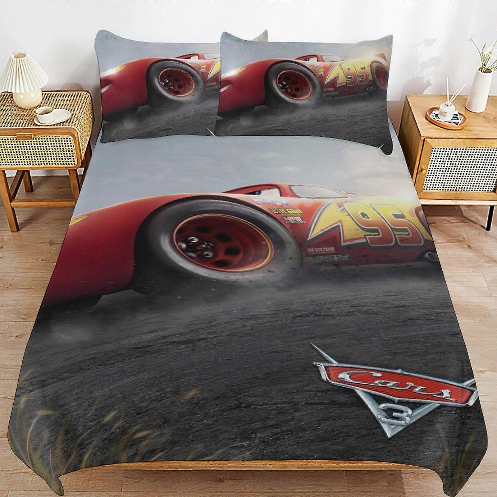 v4499  Bed Sheets Bedding Lightning McQuee-n 3 PCS Comfort Set with 2 Pillowcases,Lightning McQuee-n Bedding Set Sheet Set for Kids Adults,All Season 