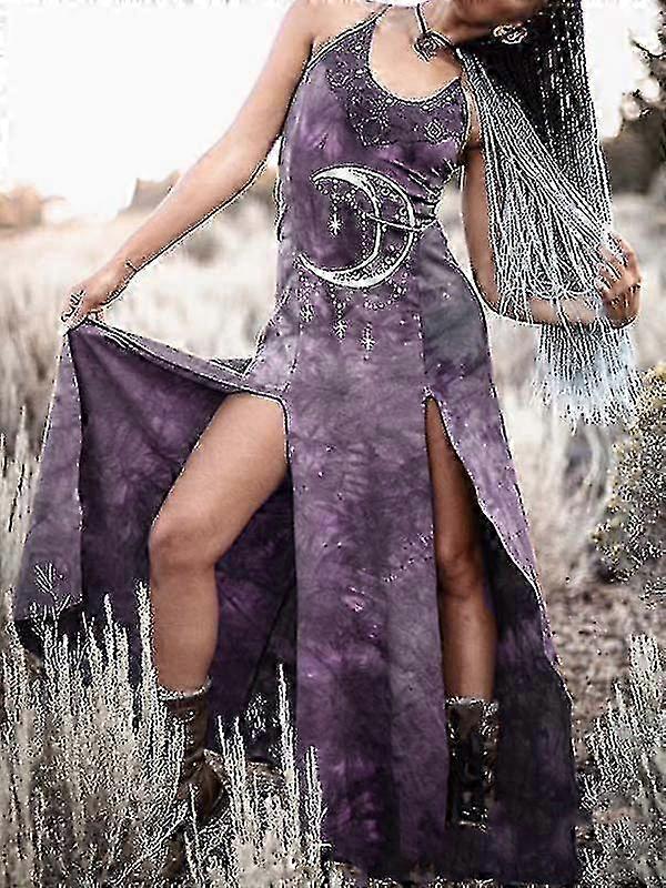 וינטג ' נשים גותי אמצע המאה אמצע המאה ויקינגים שבט נשים ללא שרוולים שמלת מרדי גרא וסט תחפושת ליל כל הקדושים