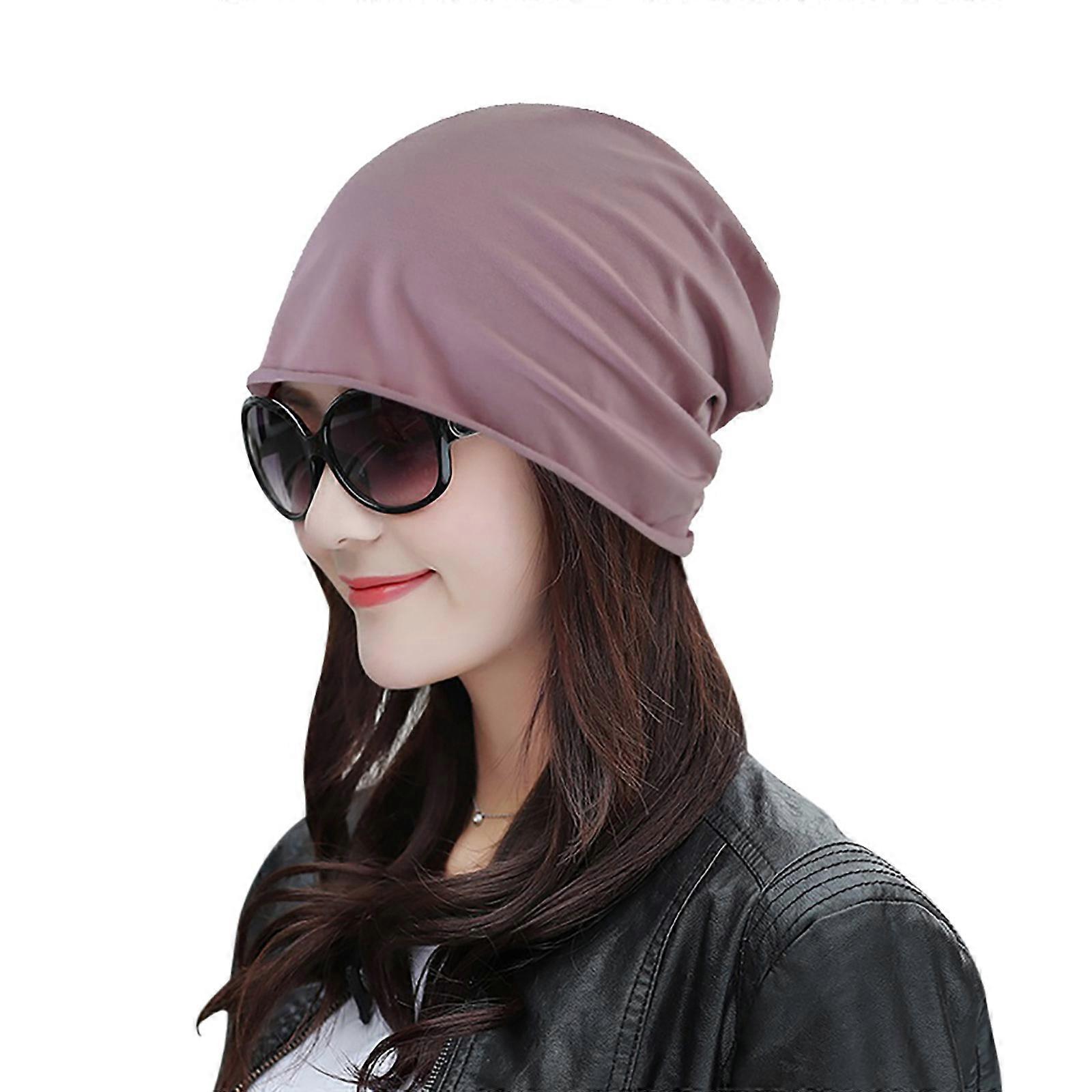 Women's Solid Color Elastic Single Layer Hat Hood Night Cap Head Guard Night Cap