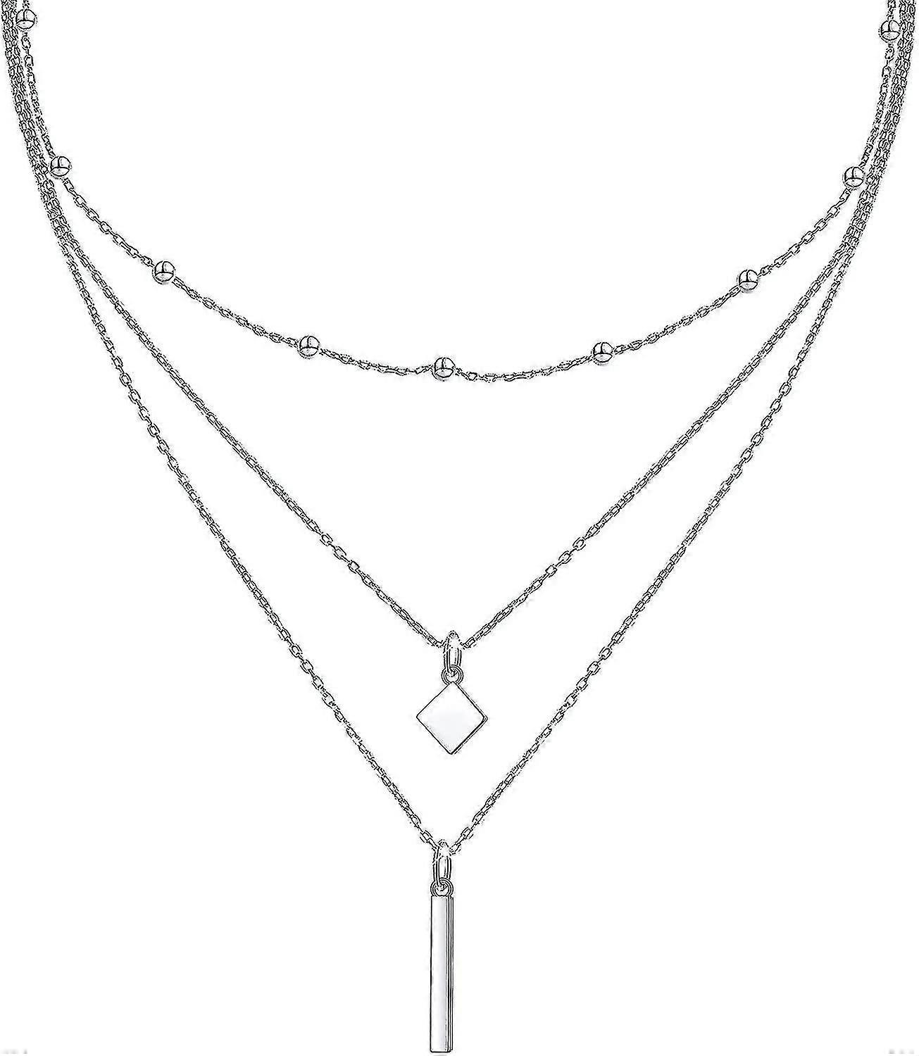 Collana con pendente a tripla catena multistrato multistrato in argento sterling per le donne