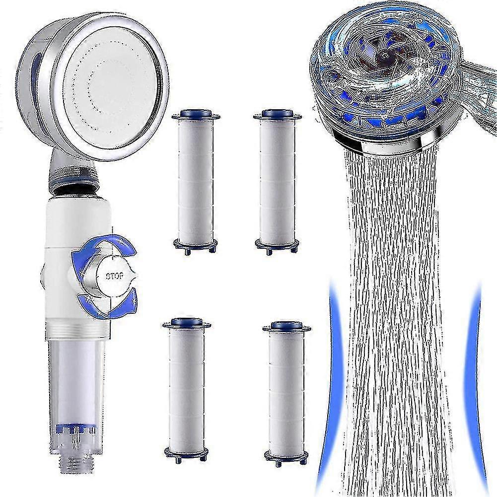 Vortex-Duschkopf mit hohem Druck und Filtern, Handbrause mit Turbolüfter und Hydrojet-Dusche, 360 Grad drehbar