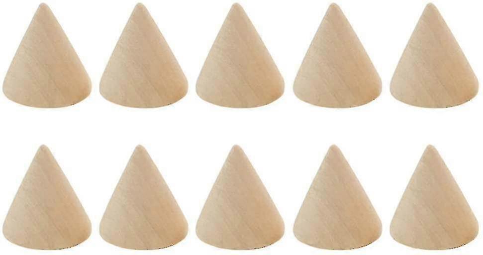 10pcs الخشب الطبيعي مخروط خاتم حاملي غير مطلية المخاريط الخشبية لحرفة الطلاء مجوهرات عرض موقف 2.5x5cm