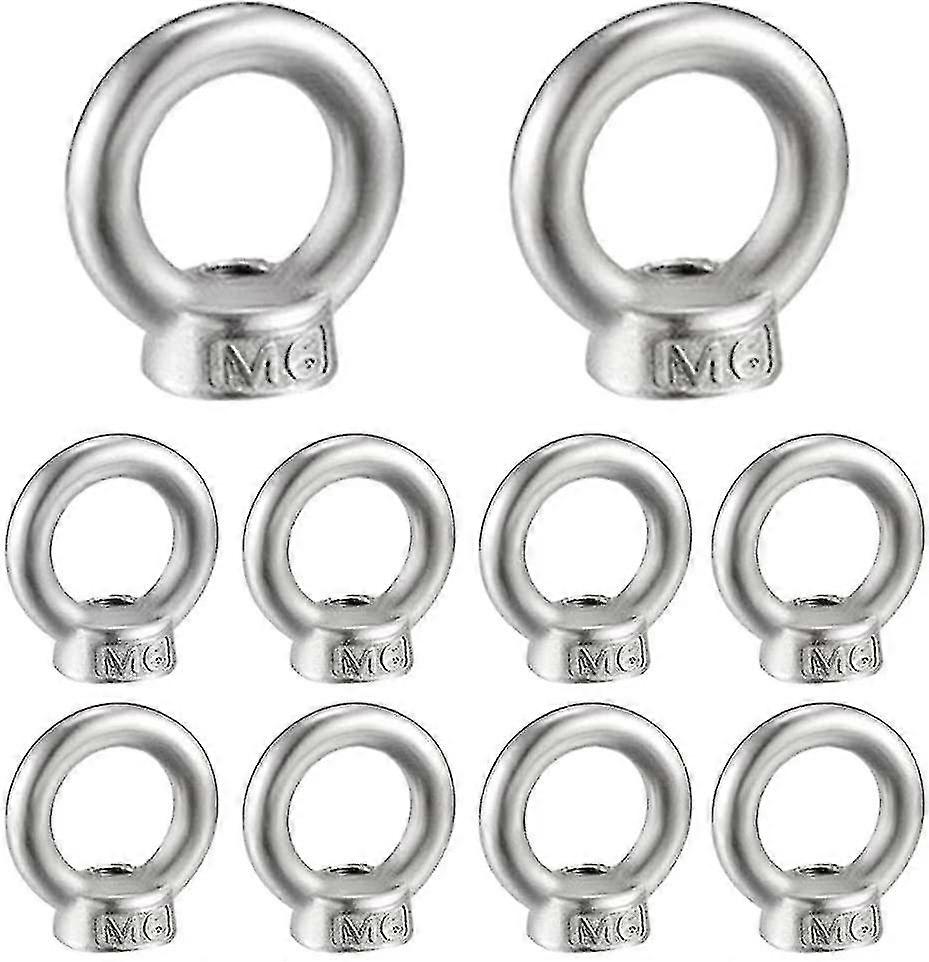 M6-rengasmutteri 10 kpl 304 ruostumaton teräs kierre nostosilmukkamutteri silmämutterit nostotarvikkeiden nostamiseen