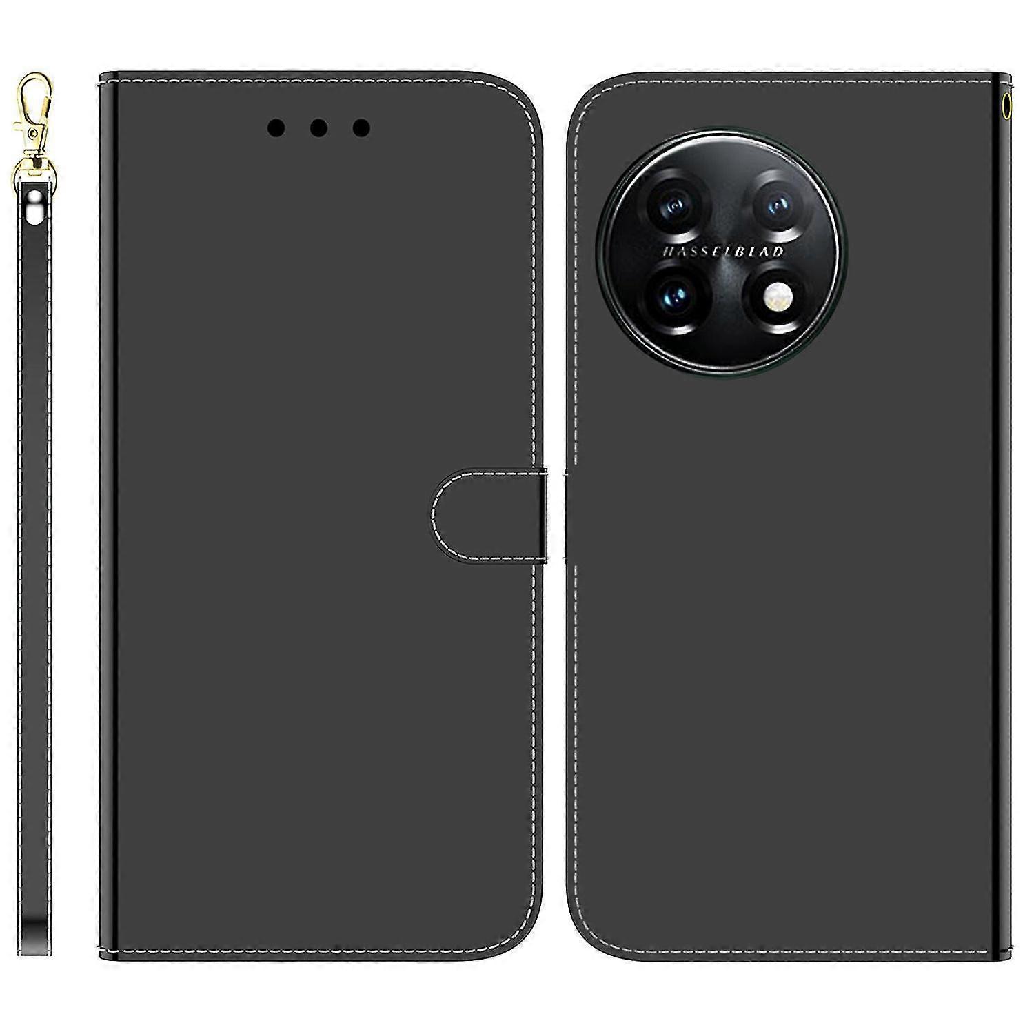 For Oneplus 11 5g Mirror-like Surface Phone Case Stand Wallet Pu Leather Shockproof Cell Phone Cover