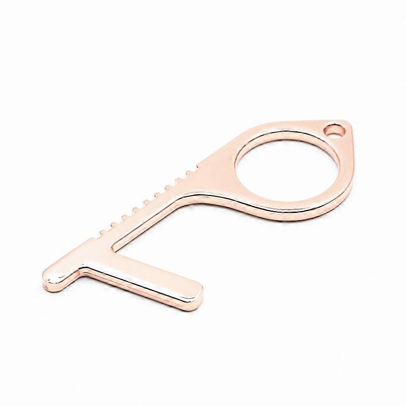 Contactless Copper Door Opener, Portable Edc Non-contact Sanitation Keychainrose gold
