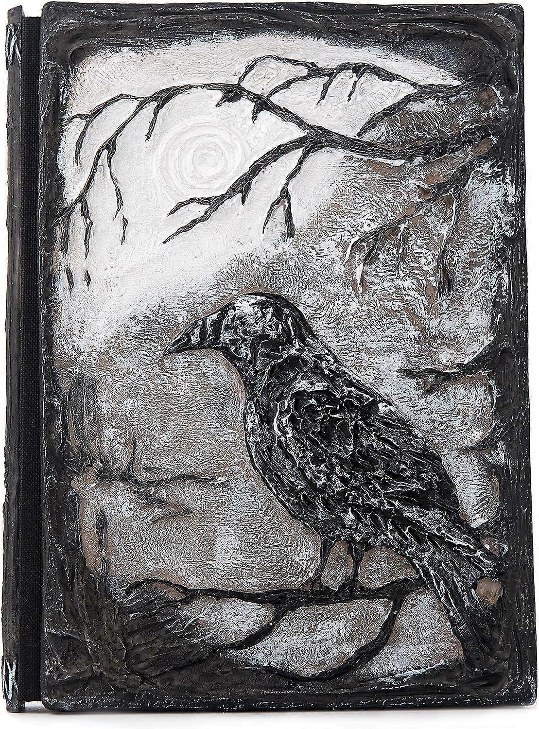 3D Relief Notebook Journal Writing Embossed Notebook Journal Handmade Daily Notepad Antique Travel Diary Gifts, Notebook with Blank Paper (Black-crow)