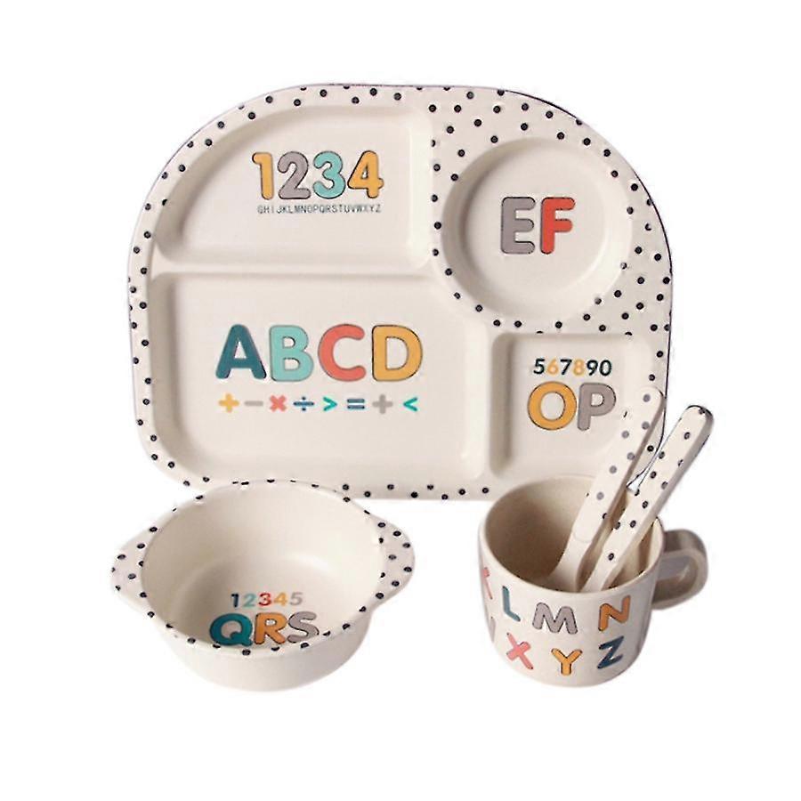 Children Board Food Plate Bowl Cup Spoon Fork Set Dishware Cartoon Tableware Dishwasher Mealtime Ba