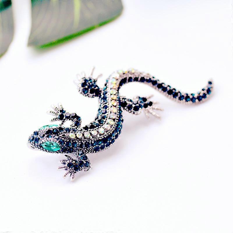 Painted Rhinestone Gecko Animal Series Brooch