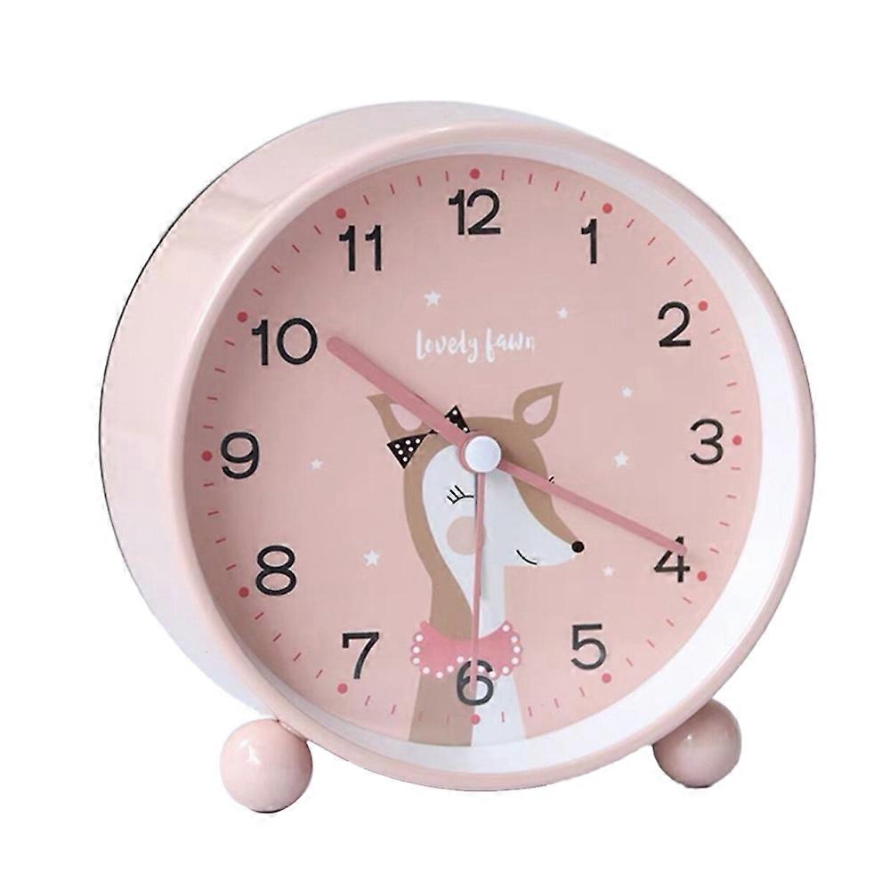Creative And Lovely Bedside Clock For Students Children'S Cartoon Pattern Alarm Clock Fawn