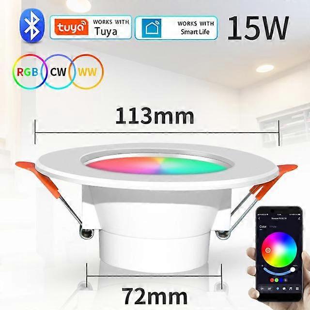 TUYA LED Downlight Dimmable AC85-265V 10W 15W Intelligent Graffiti Control Voice APP RGB CW Full Color Spot Ceiling Recessed