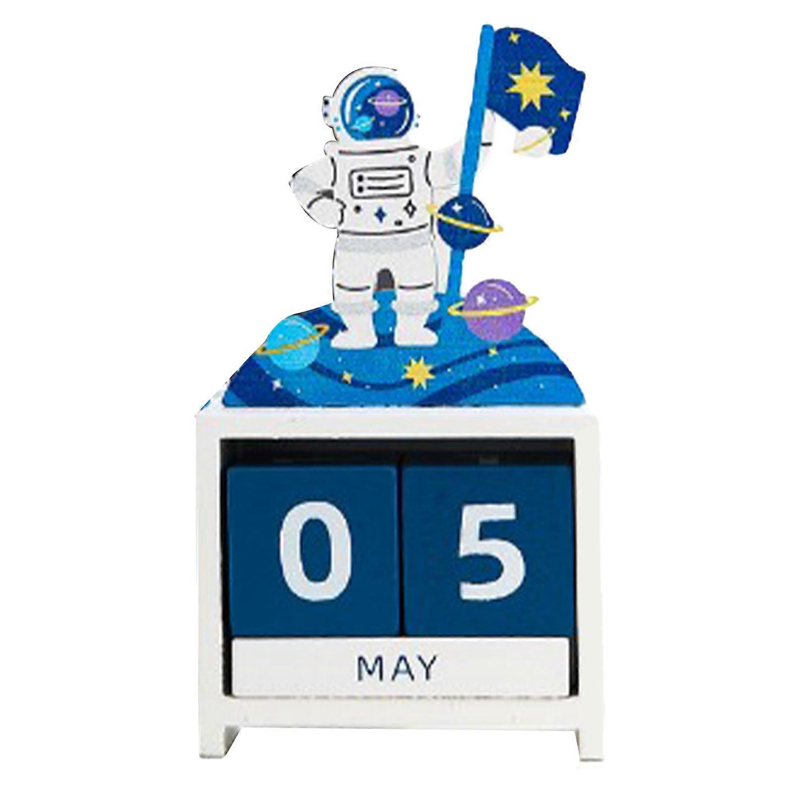 Wooden Calendar Month Date Block Countdown Desktop Decor