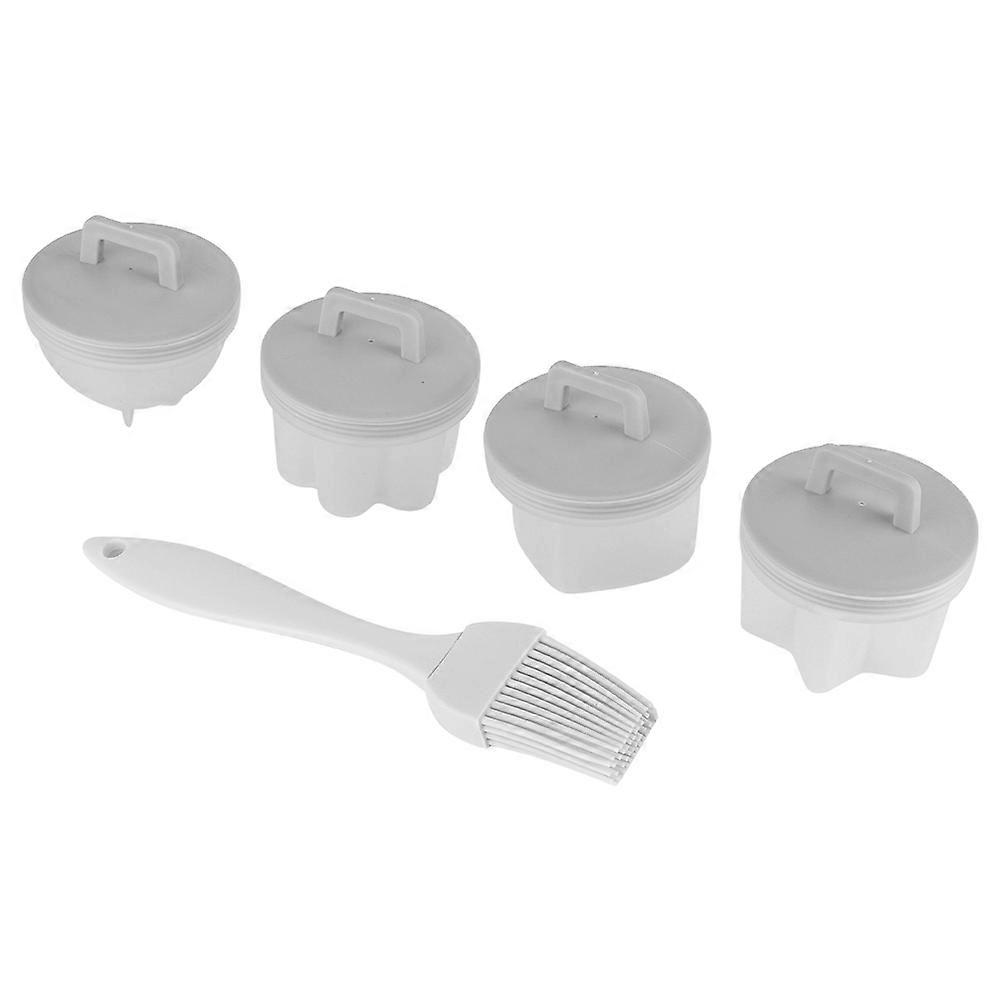 4Pcs Plastic Egg Cooker Boiler Pudding Mold with Oil Brush Cookware Kitchen AccessoryGray