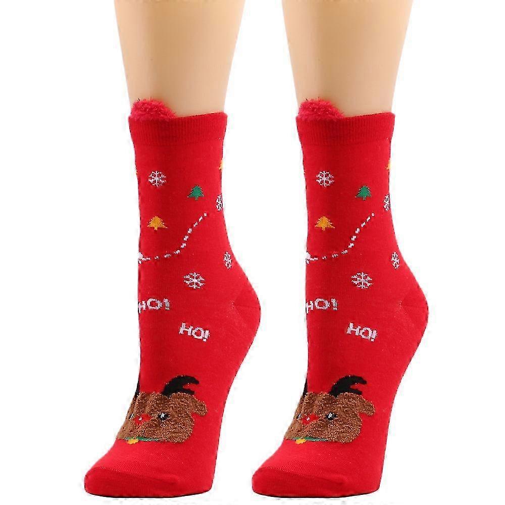Christmas Socks with Santa Claus and Reindeer Holiday Design for Men and Women