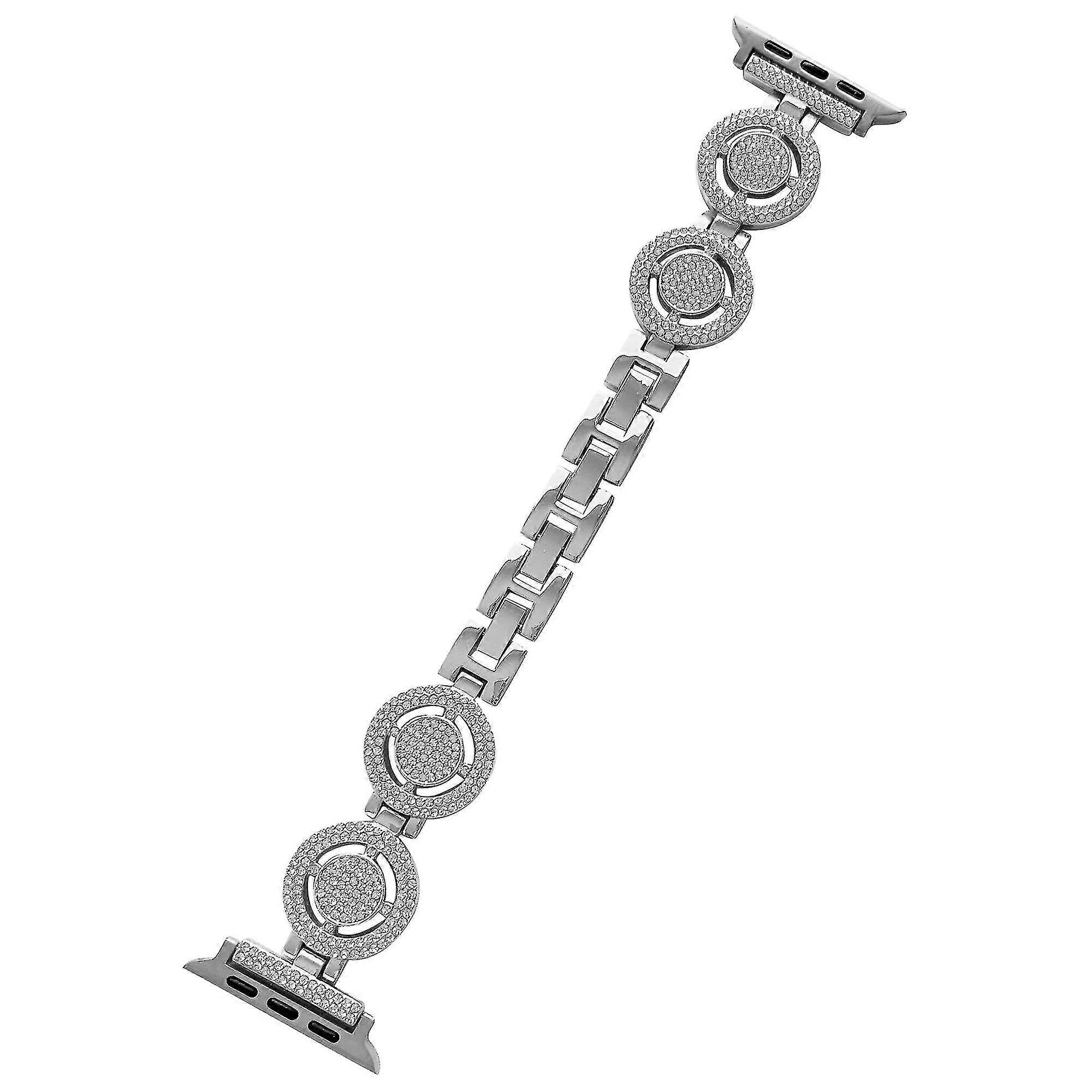 For Apple Watch Series 8 7 41mm 6 5 4 Se Se (2022) 40mm 3 2 1 38mm Rhinestone Strap Metal Watch Band - Black