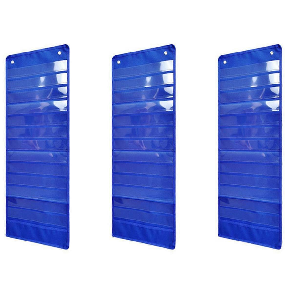 3X Children Cloth Daily Schedule Pocket Chart 26 Double-Sided Reusable Dry-Eraser Cards for Office