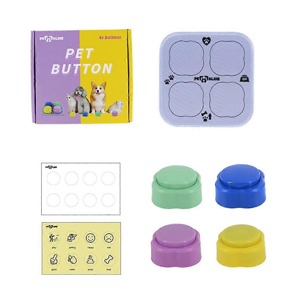 Dog Button for Communication Recordable Training Buzzers Stickers Mat Set