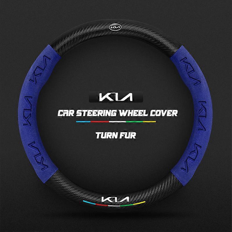 Blue Carbon Car Steering Wheel Cover For Kia Sportage Picanto Proceed Xceed Ceed Rio Cerato Soul Stonic Carens Morning Seltos Optima O O Blue