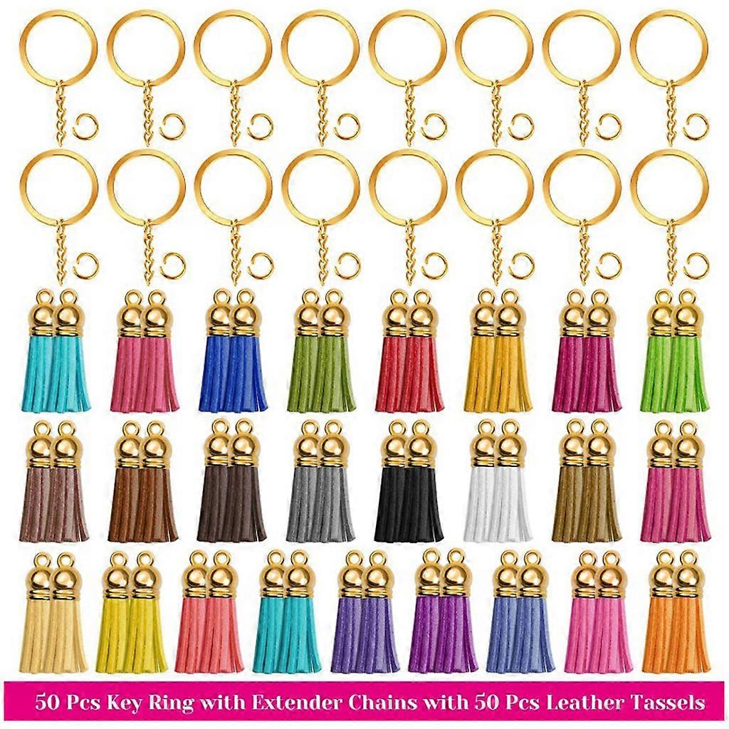 1 Set for Key Chain Ring Pendants Leather Keychain Tassel DIY Craft Making Acces