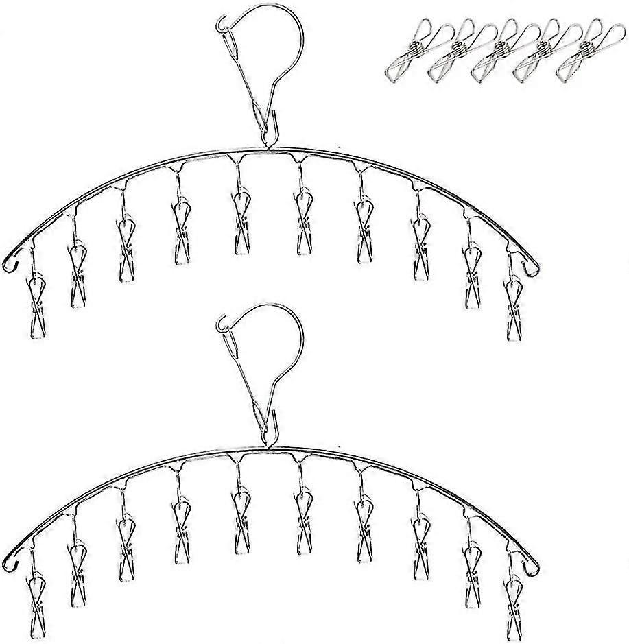 Less Steel Clothes Racks H Laundry Drip H (10-clips, Sil-2 Pack)