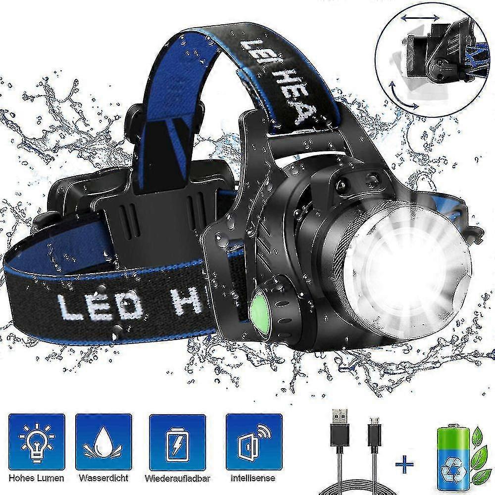 Headlamp Flashlight, Usb Rechargeable Led Head Lamp,waterproof T6 Headlight With 4 Modes And Adjustable Headband, Perfect For Camping, Hiking, Hunting