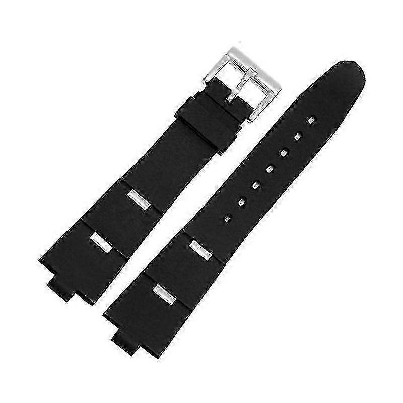 Silicone Montre Barcelet Montre Accessoires Bande Pour Bvlgari Dp42c14svdgmt Convexe 8mm Bracelet en Caoutchouc Hommes Et Femmes 2 Types-noir -argenté
