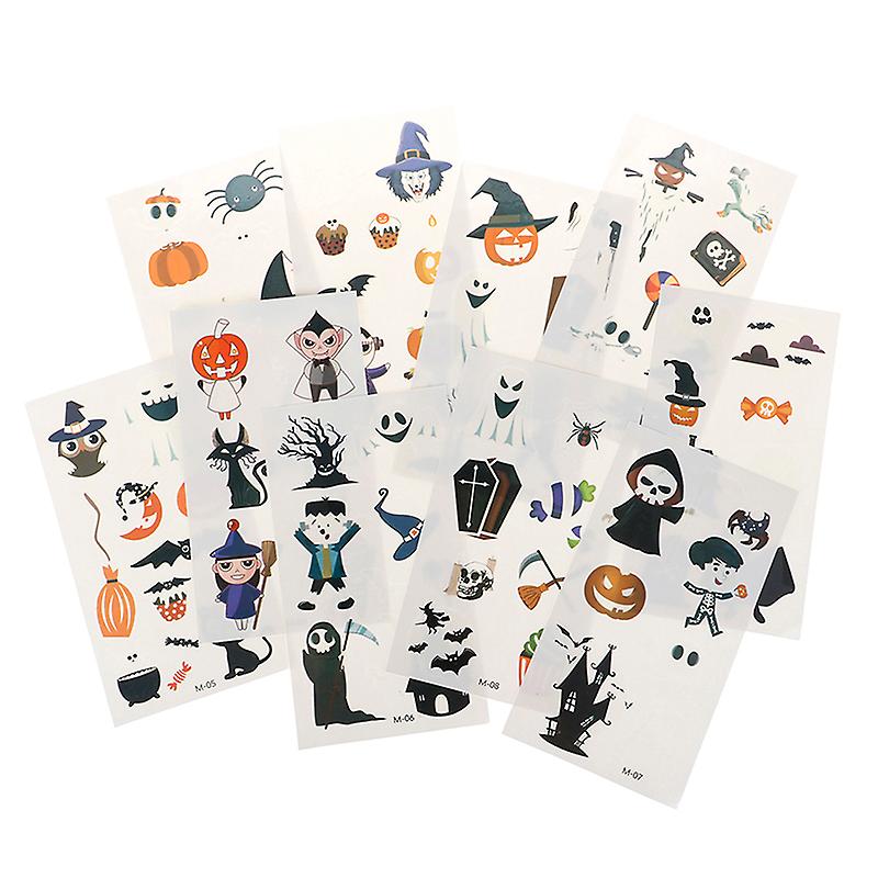 10sheets Cadılar Bayramı Aydınlık Dövme Sahte Dövme Cadı Parlayan Dövme Çıkartmaları