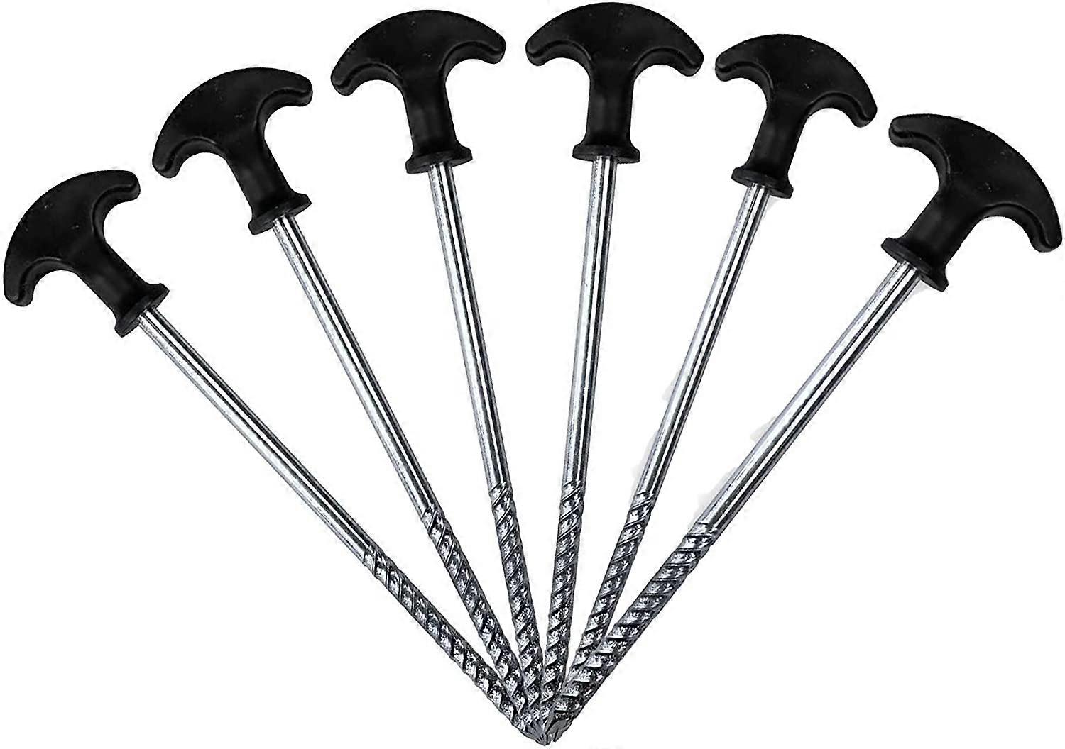 6 Pieces Rustproof Camping Stakes,Screw Stakes, Tent Hard Ground and Awning