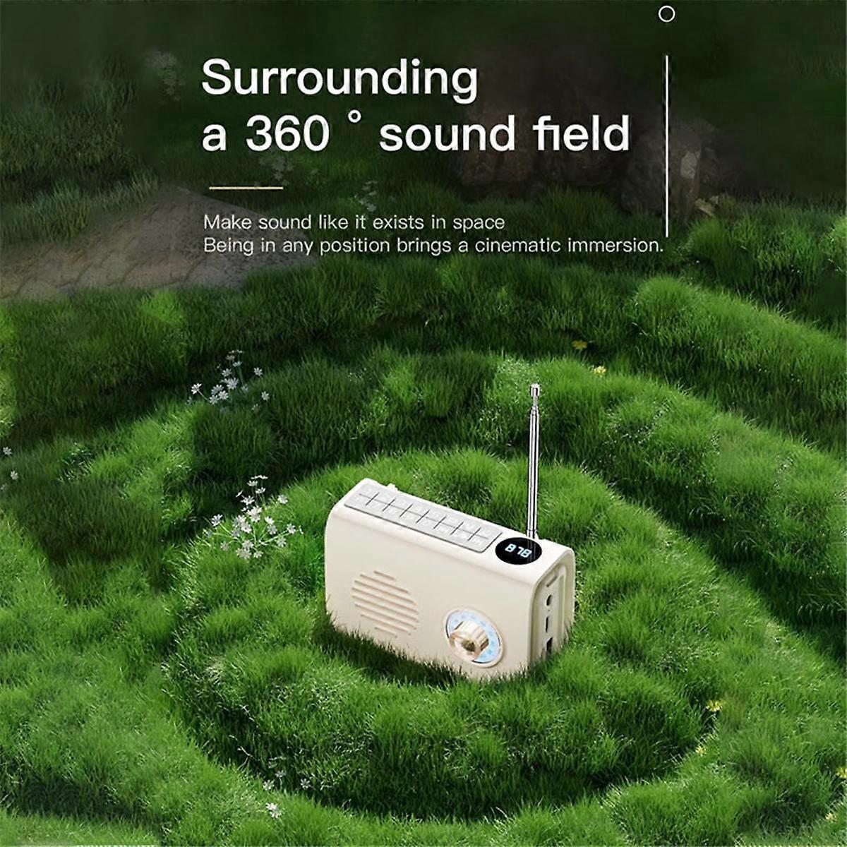 Mini Portable FM Radio Outdoor Solar Radio Bluetooth Speaker with Colorful Light Support Handsfree Call -D