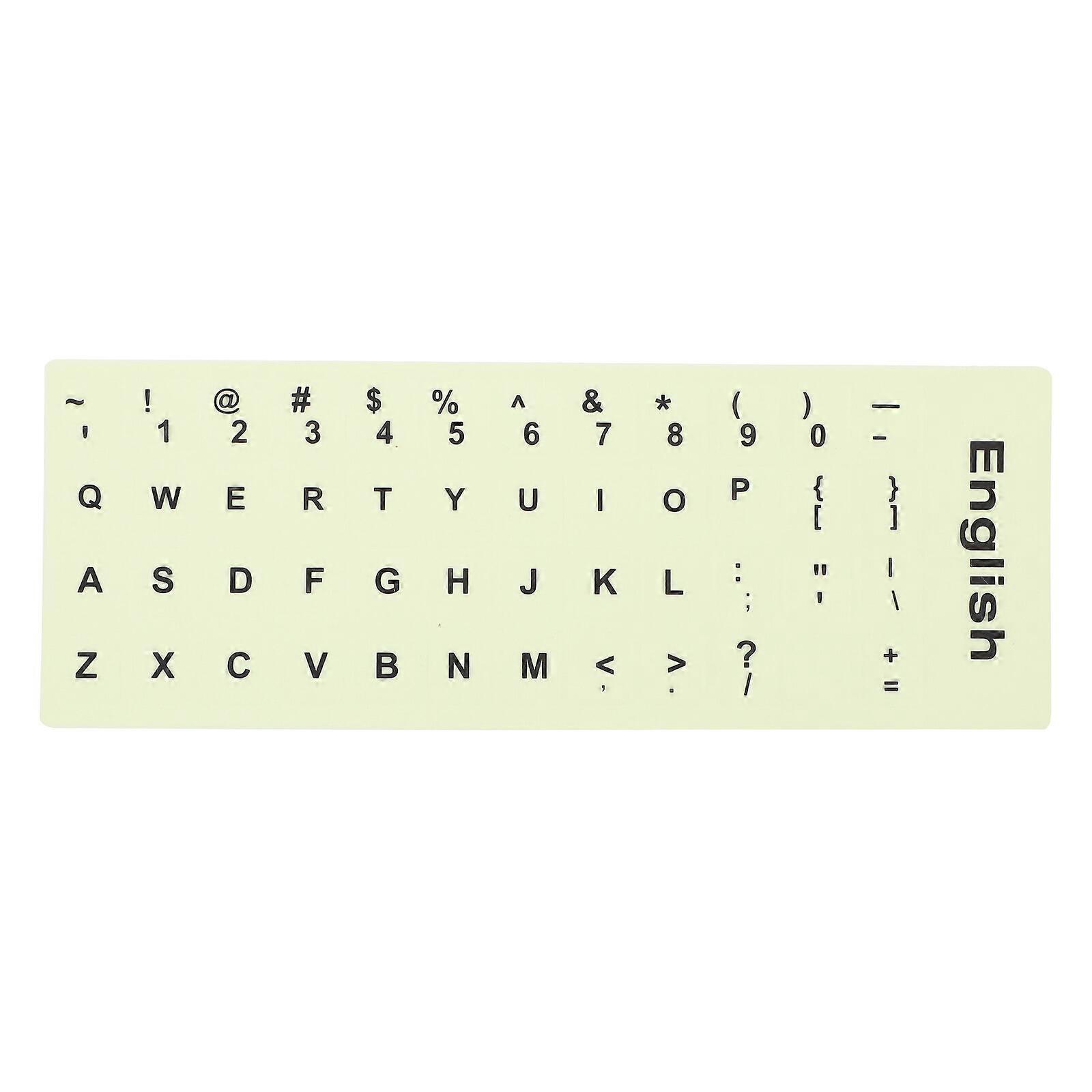1 Sheet Glow In The Dark Keyboard Sticker English Keyboard Replacement Sticker