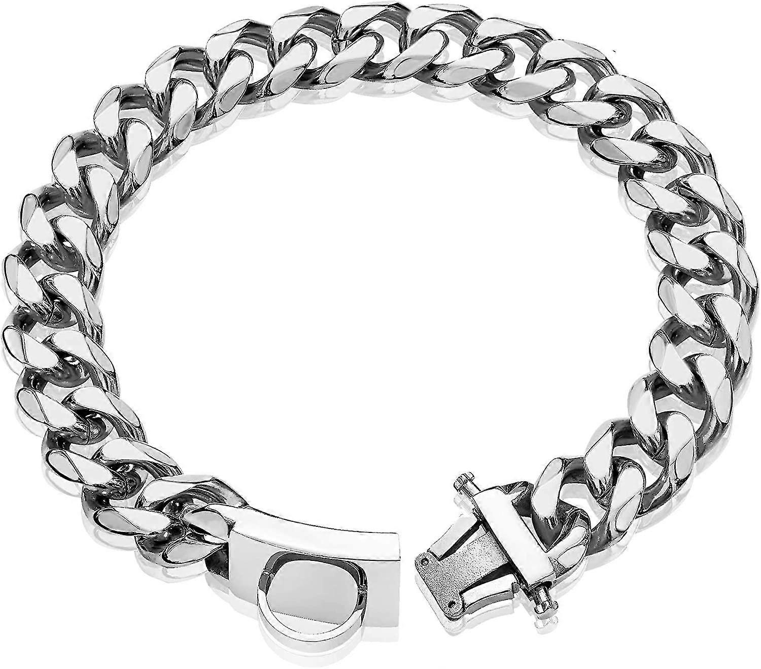 Silver Dog Chain Collar Walking Metal Chain Collar With Design Secure Buckle
