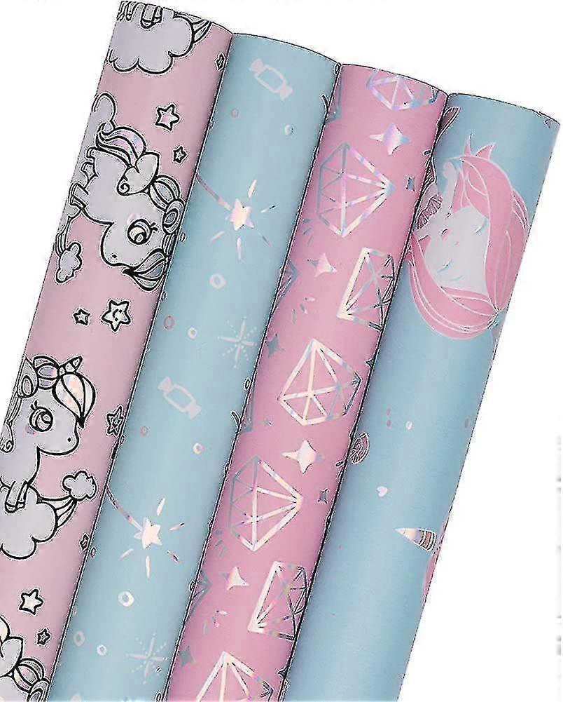 ラッピングペーパーロールマーメイド、妖精スティックとダイヤモンドのかわいいデザイン