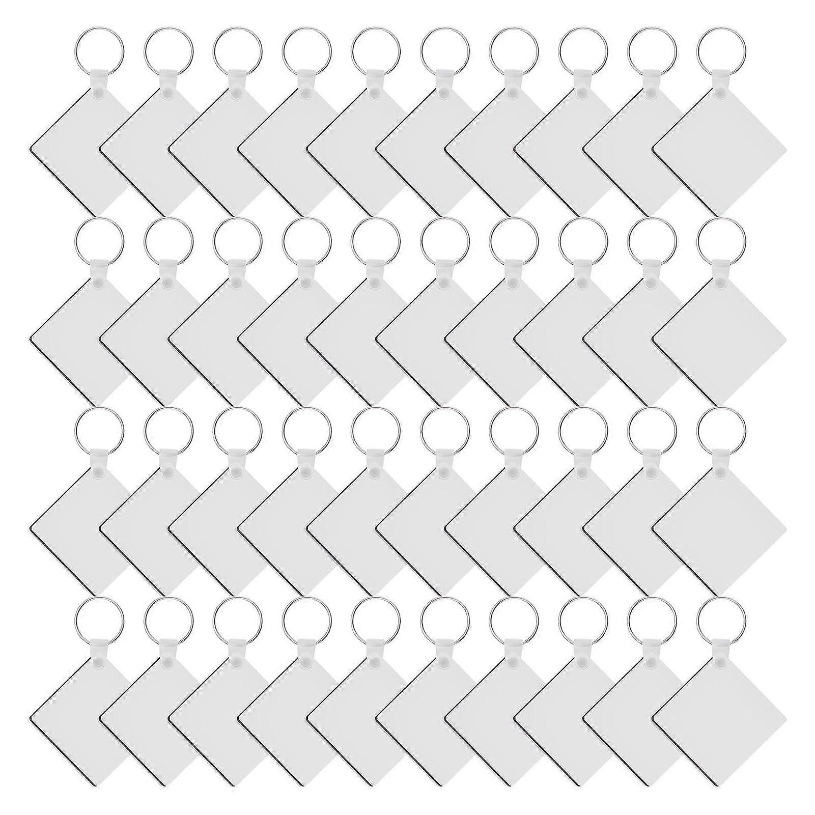 40Pcs/Set Sublimation Keychain Blanks Double-Sided MDF Mold Set with Rings Clips Clear Coating DIY Hardboard for Friends Family Jikaix