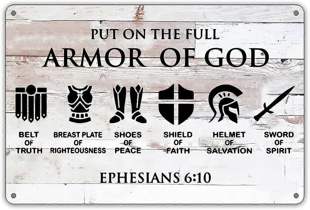 مضحك وضعت على الدرع الكامل لله معدن القصدير تسجيل الجدار ديكور, مزرعة ريفي المسيحية تسجيل لتزيين المنزل الهدايا