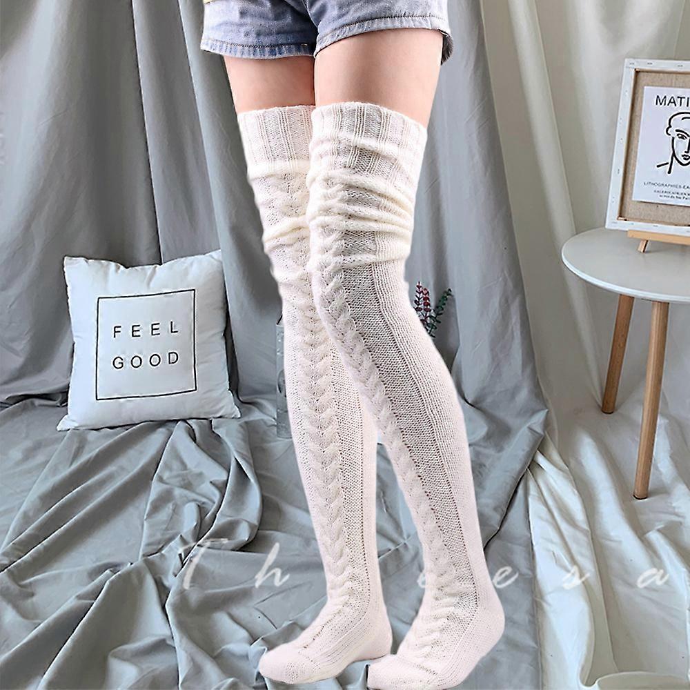 Lot De 3 Paires Chaussettes Montantes Femme - Design Slouchy à Deux Tons - Haute Jusqu'au Genou - Confortable