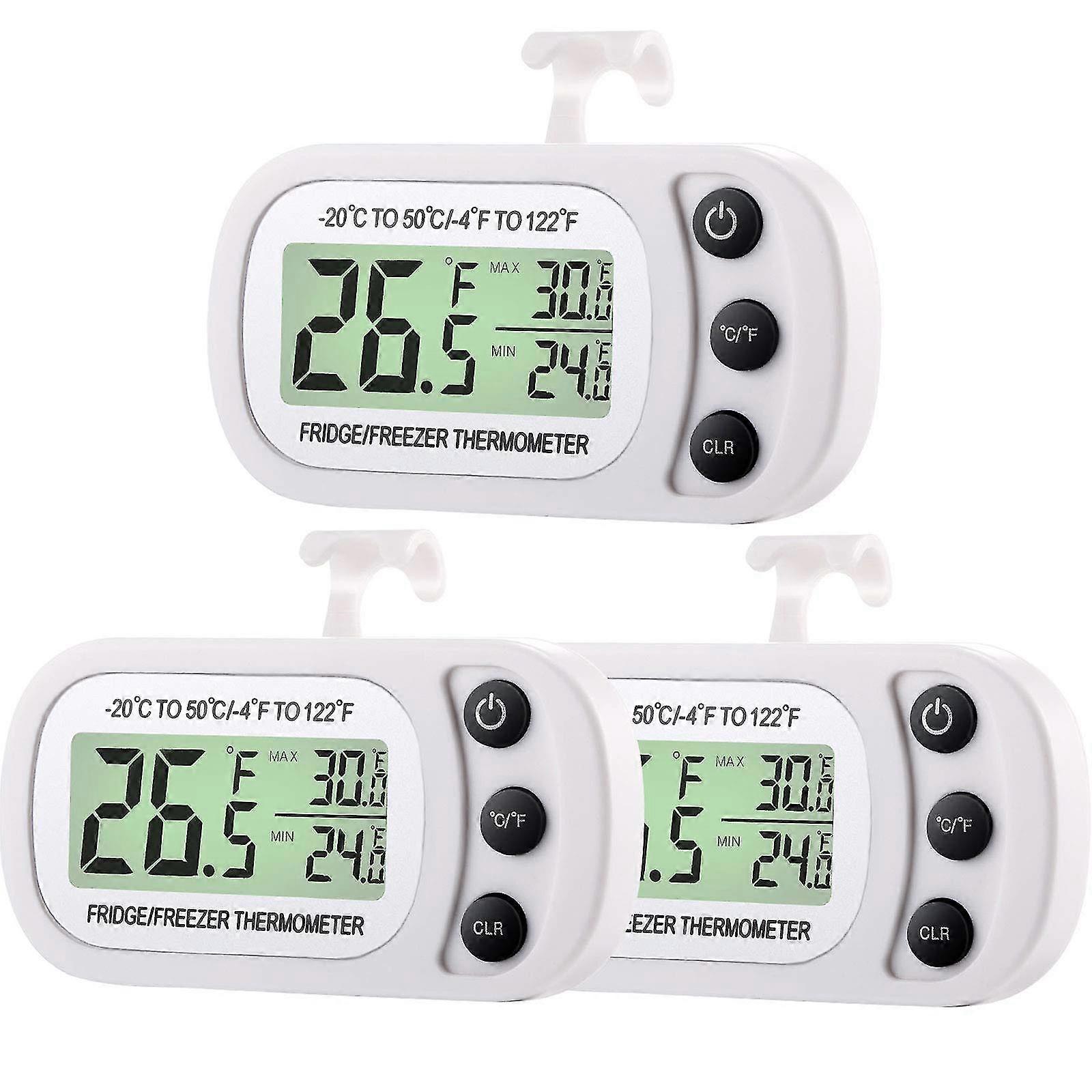 Digital Refrigerator Freezer Thermometer Fridge Room Thermometer Waterproof Cooler Temperature Thermometer With Max Min Record Function Large Lcd Disp