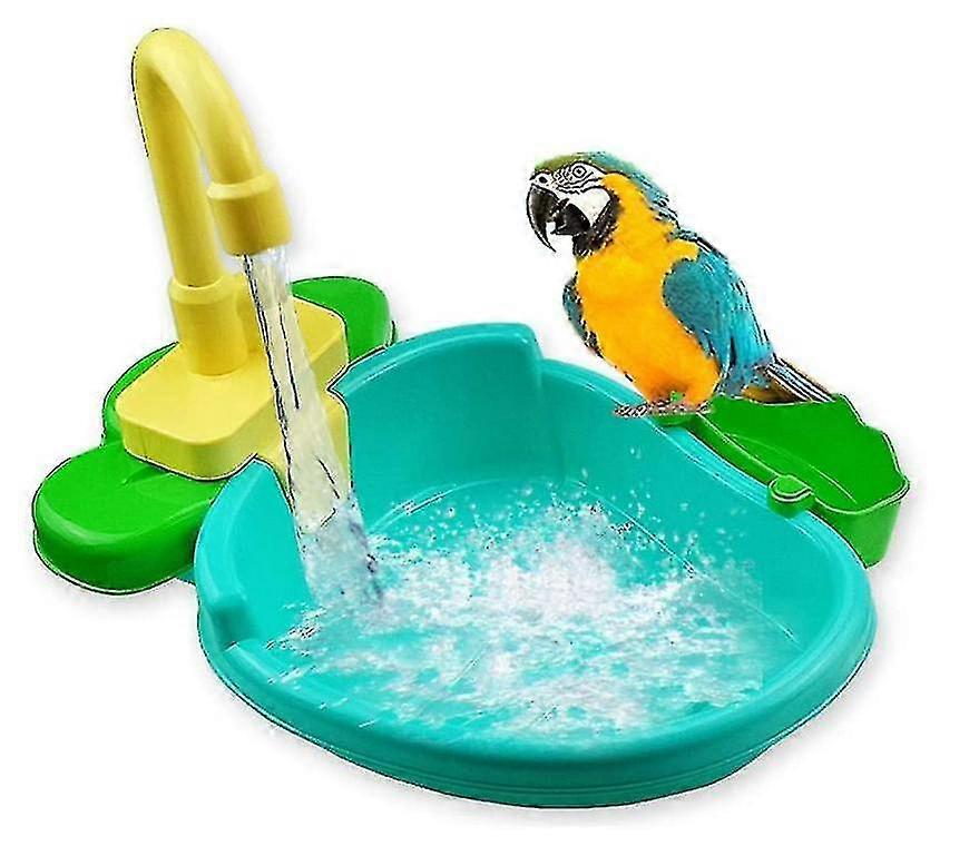 Automatic Bird Bath Tub Parrot Bathtub With Faucet Bird Shower Feeder Bowl