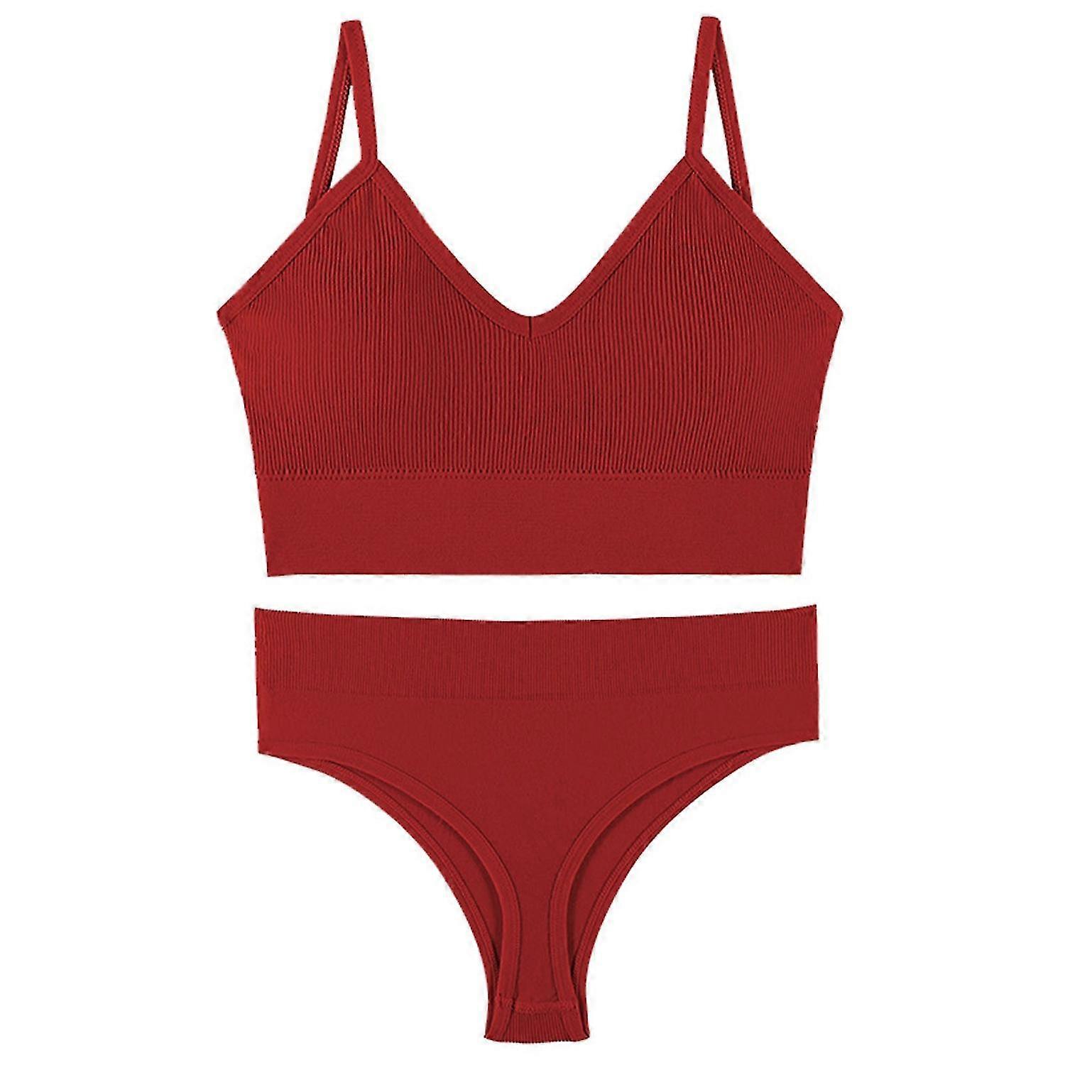 2 Pcs/Set Bra Panties Set Breathable Sports Push Up V-shaped Lady Bra Briefs Inner Wear Clothes