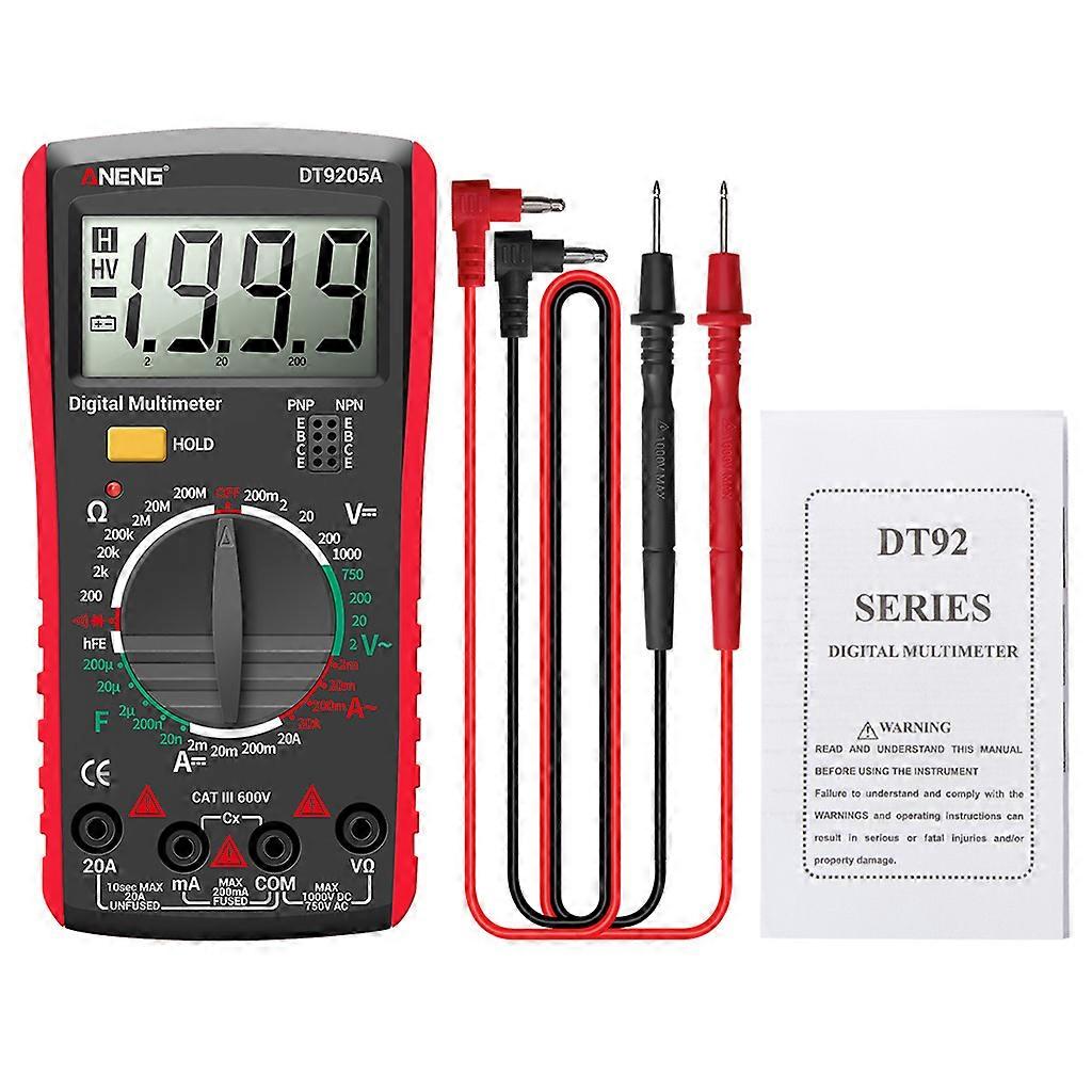 AN9205A Multimeter 2000 Counts Digital Multimeter with AC for DC Transistor Diode Meter Tester Durable Electrical Tools