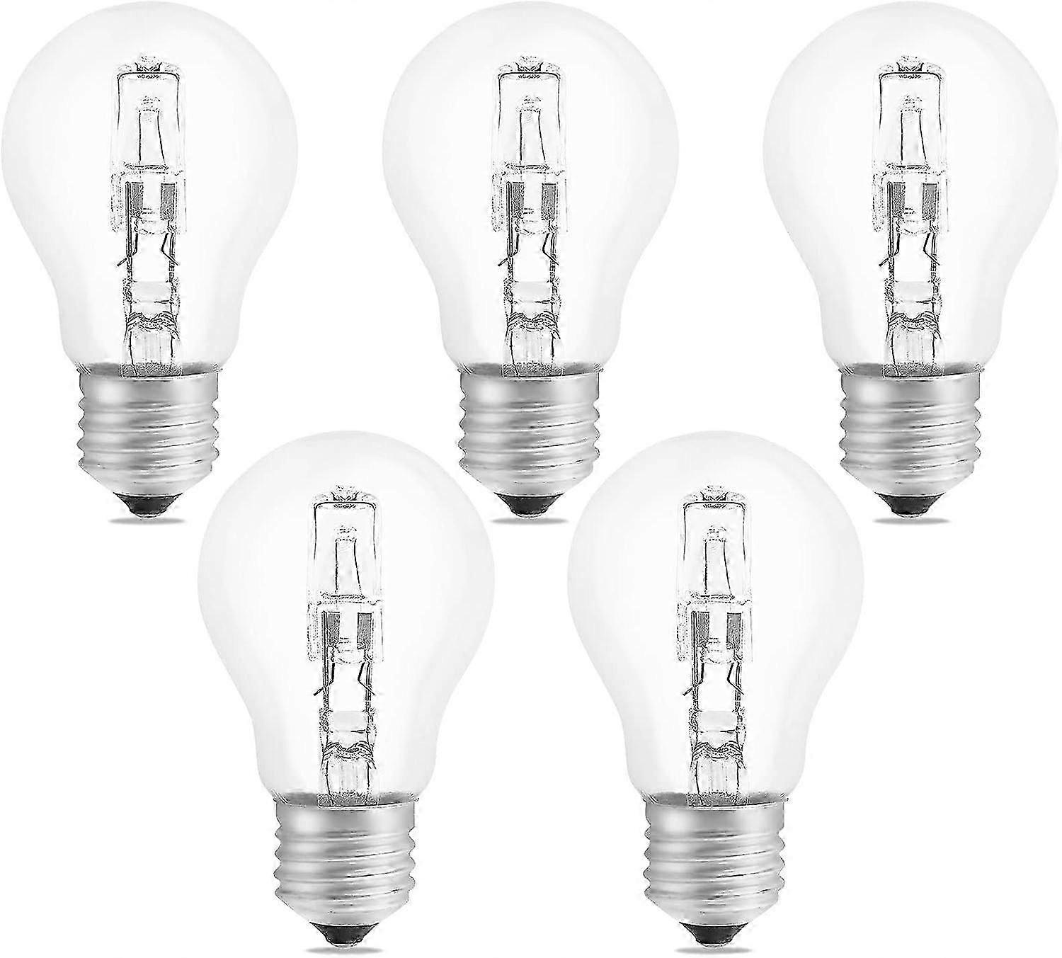 لمبة هالوجين E27 A55 42W قابلة للتعتيم ، AC220-240V ، 650LM أبيض دافئ 2700 كيلو ، لمبة هالوجين شفافة E27 ، عبوة من 5