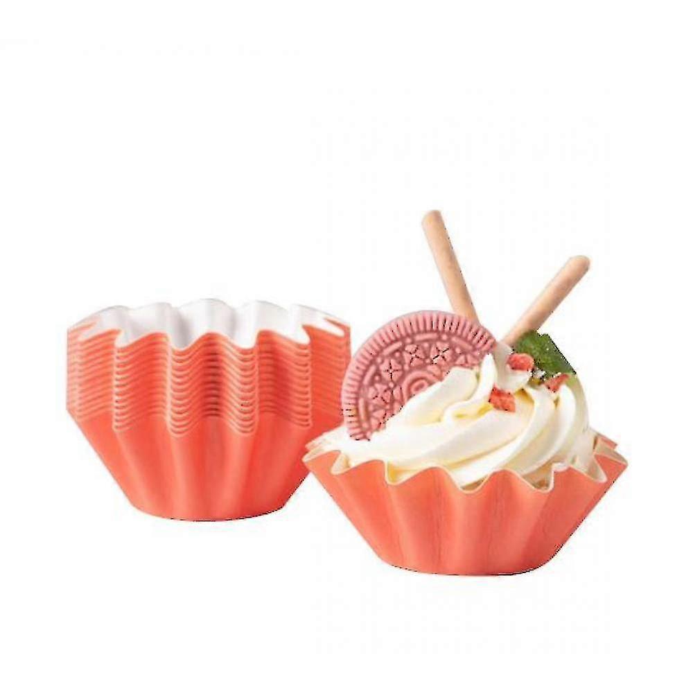 baking cake oil paper tray hard paper   packaging 50 pcs(red)