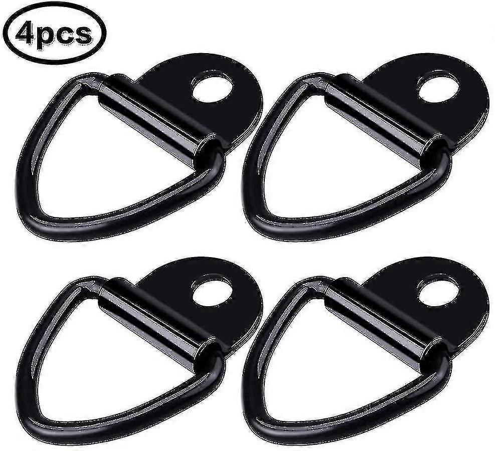 Trailer Tie Down Ring,tie Down Ring Anchor Hook V-ring D-rings(4pcs, Black)