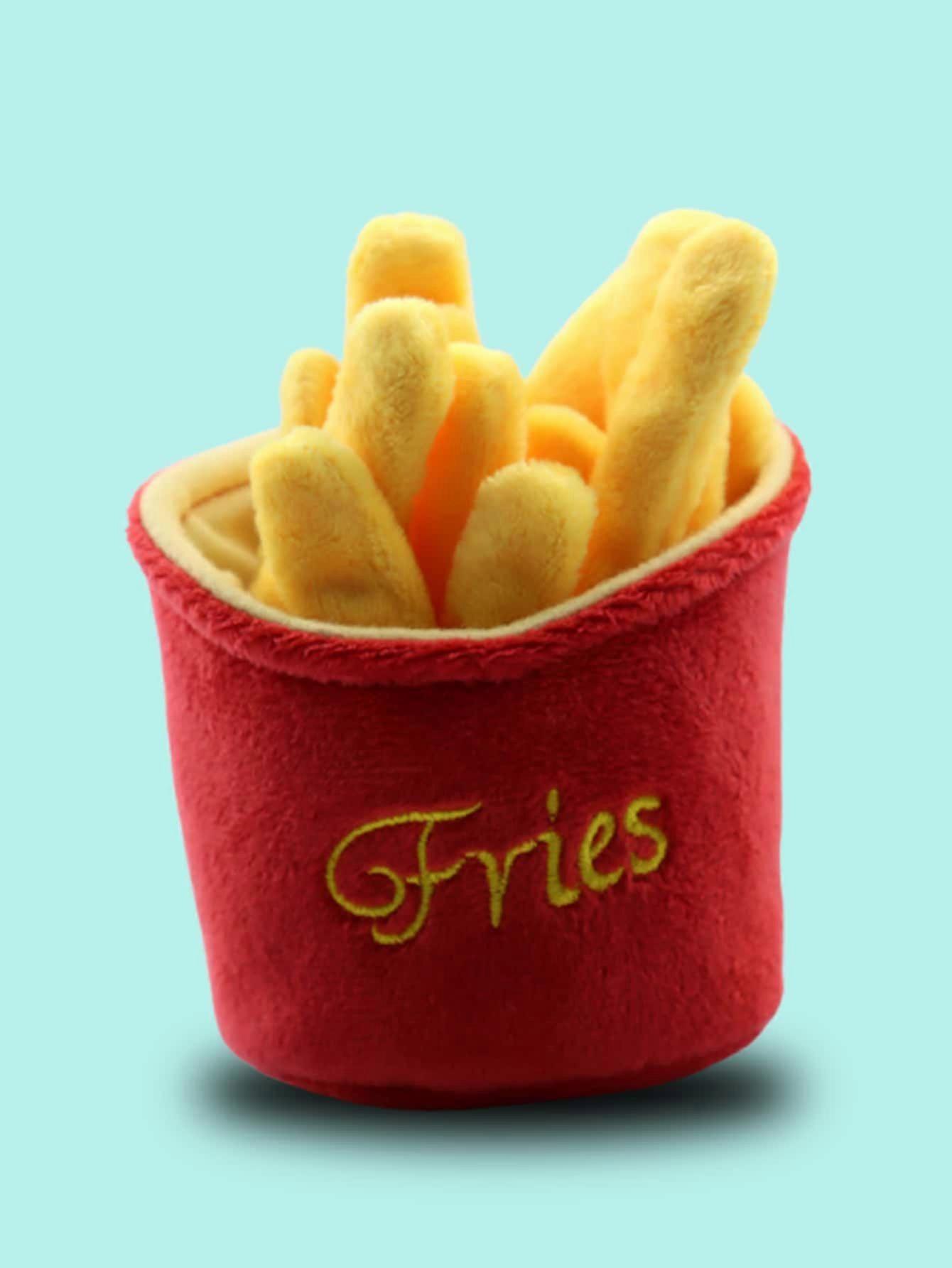 1pc Mini French Fries Shaped Pet Chewing Squeaky Toy, Suitable For Playing And Having Fun, Not Recommended For Biting And Tearing