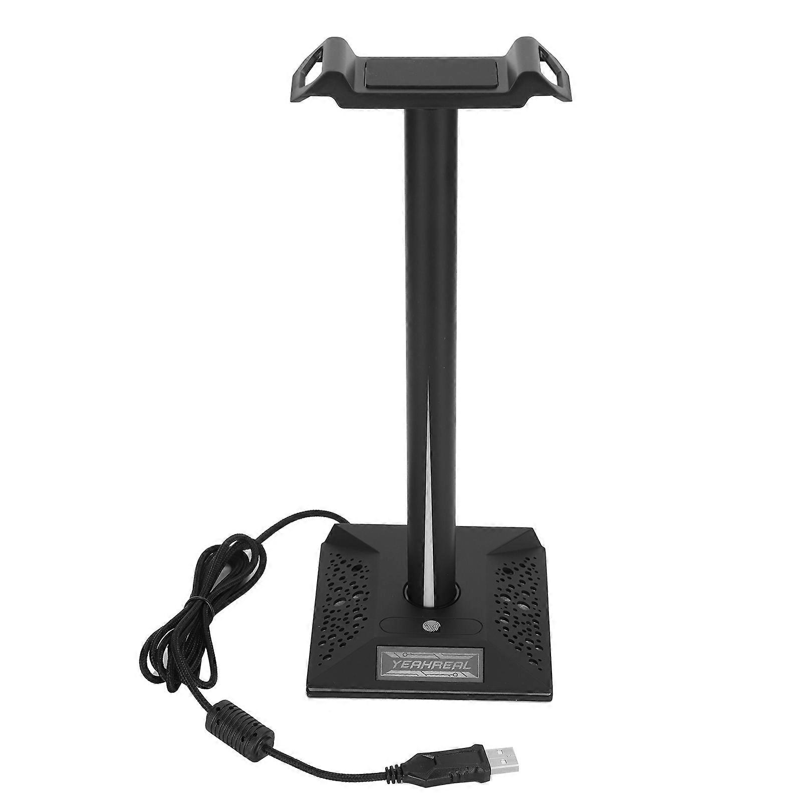 RGB Illuminated Headphone Stand, Elegant Desk Gaming Accessory with Non-Slip Rubber Base, Plug and Play Function for Universal Compatibility