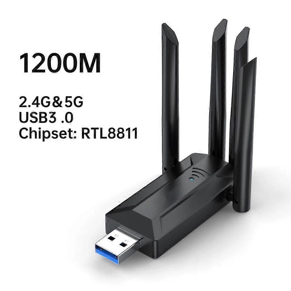 1200Mbps Wireless Network Card Dual Band 2.4G 5G USB WiFi Adapter 4 Antenna LAN Adapter for PC Laptop High Speed Network Signal Receiver