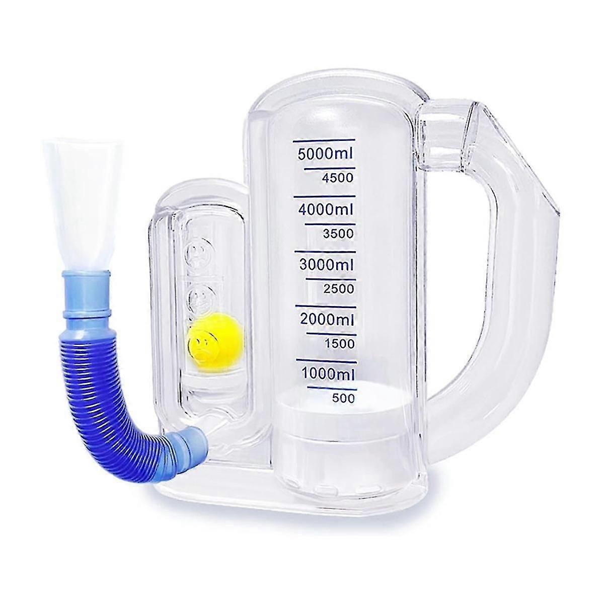 Breathing Exercise Device for Lungs,Deep Breathing Trainer for Adults-5000Ml Volume Measurement with Flow Rate Indicator-Good