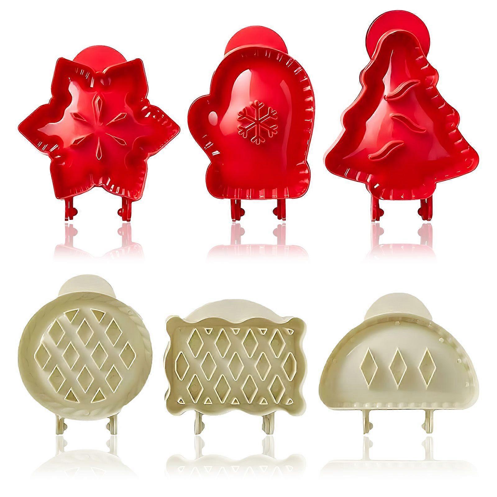 6PCS Mini Pie Molds, Dough Presser Pocket Pie Molds for Baking Mini Pie Maker,Heart, Snowflake, Christmas Tree Shapes