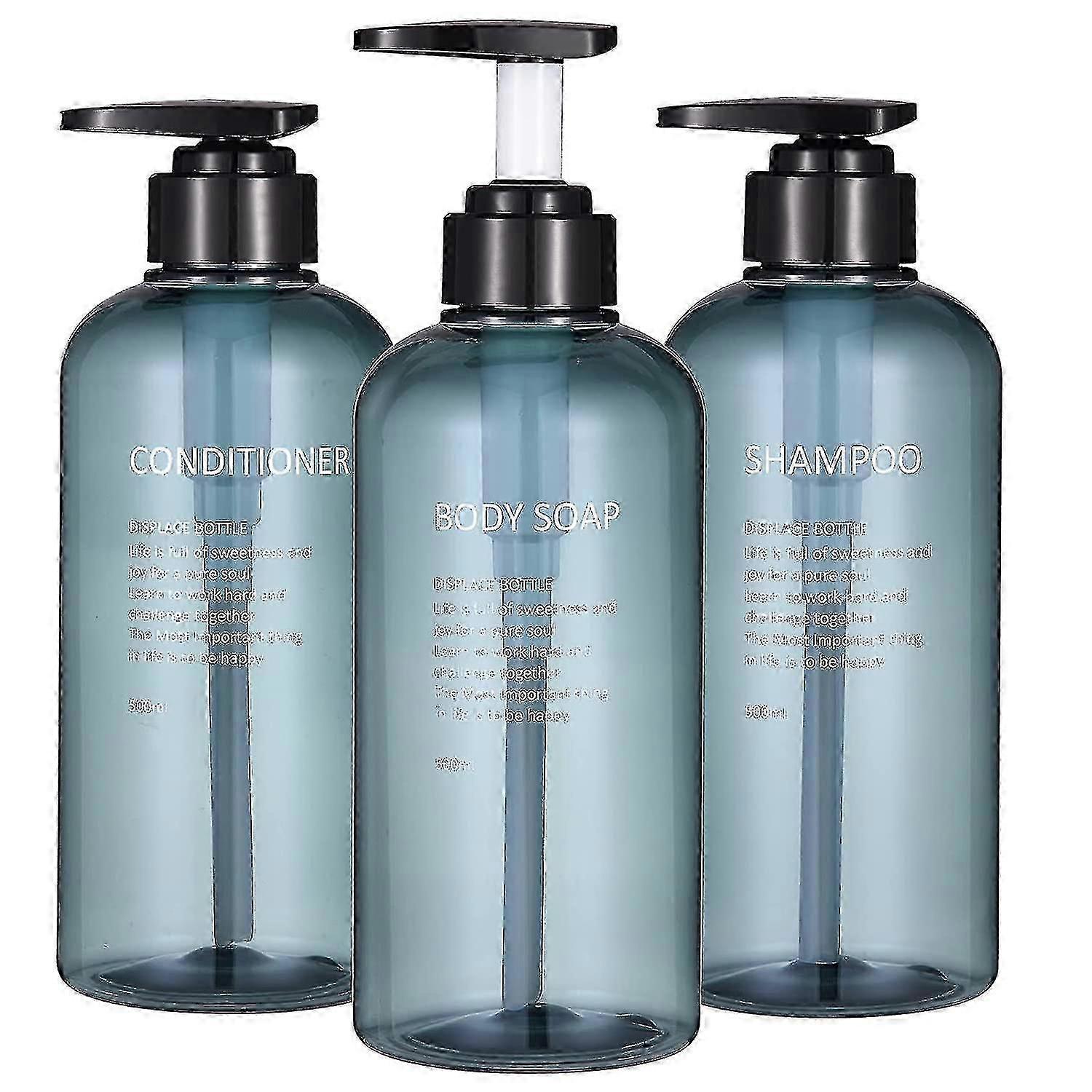 Shampoo And Conditioner Dispenser Bottles-3pcs 16.9oz/500ml Plastic Empty Refillable Pump Lotion Bottle Containers Set