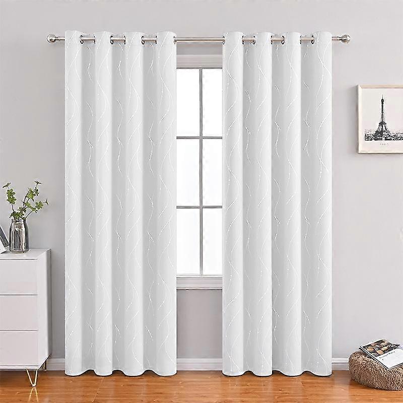 Silver High Precision Blackout Curtain Perforated Curtain Fabric Bedroom Living Room Sun Protection and Heat Insulation Curtain